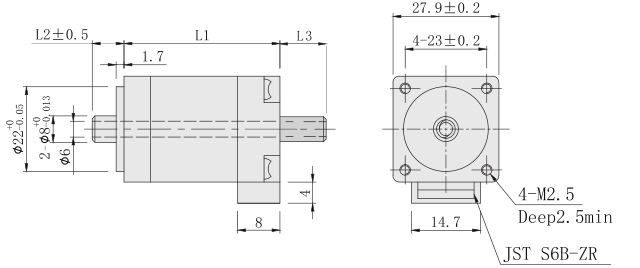 中空軸28麻豆视频APP免费版外形尺寸圖