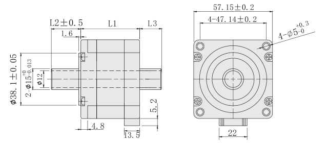 中空軸57步進麻豆视频APP免费版外形尺寸圖