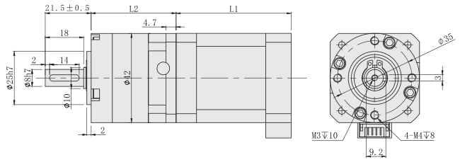 PE42行星減速步進麻豆视频APP免费版外形尺寸圖