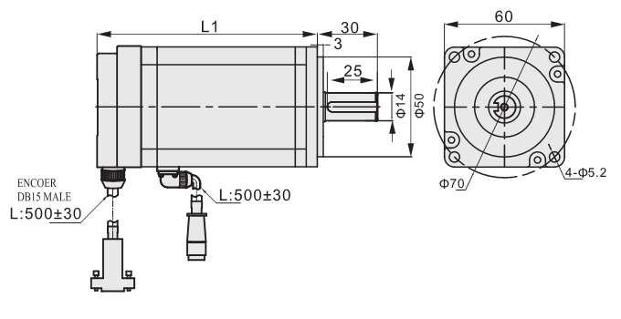 低壓伺服麻豆视频APP免费版60mm法蘭外形尺寸圖